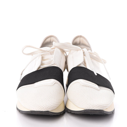 Balenciaga Calfskin Neoprene Mesh Suede Womens Race Runner Sneakers 40 White Black 2 of 7