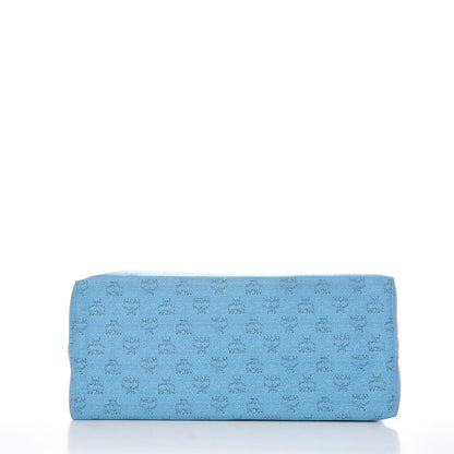 MCM Coated Canvas Shopper Tote Blue 6 of 15