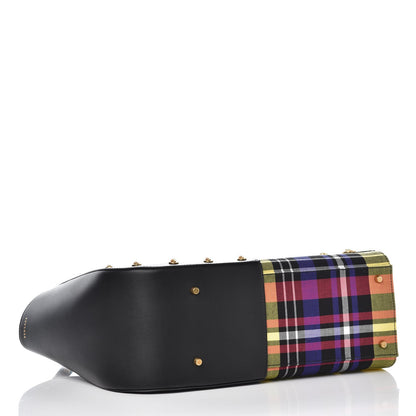 Versace Calfskin Tartan Print The Clash Top Handle Black Multicolor 4 of 6