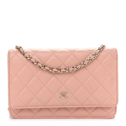 Chanel Lambskin Quilted Wallet on Chain WOC Pink 1 of 12