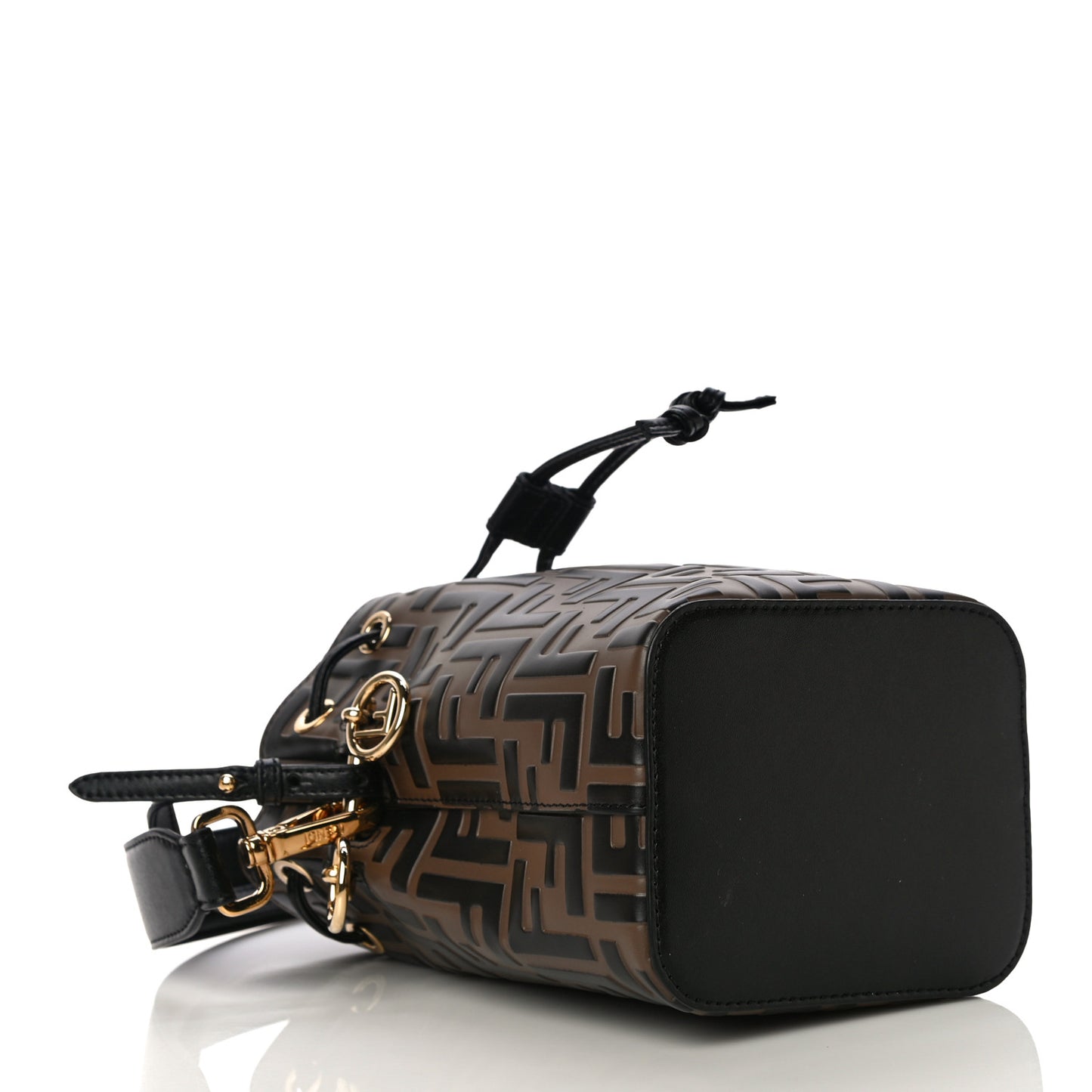 Vitello Liberty F is Fendi Bi-Color FF 1974 Embossed Mini Mon Tresor Bucket Bag Maya Black