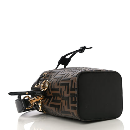 Fendi Vitello Liberty F is Fendi Bi-Color FF 1974 Embossed Mini Mon Tresor Bucket Bag Maya Black 4 of 10