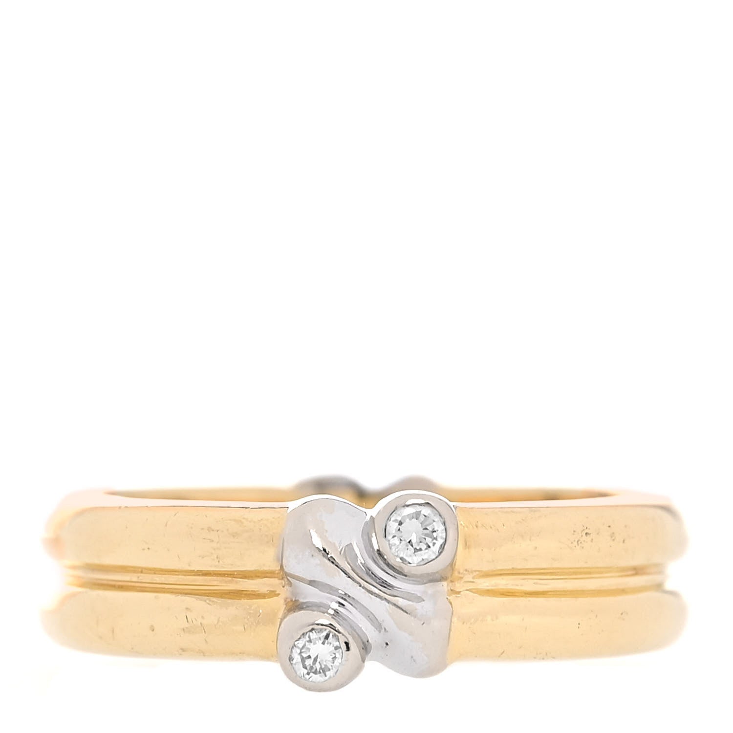Tiffany 18K Yellow White Gold Diamond Signature X Ring 50 5.5 1 of 4