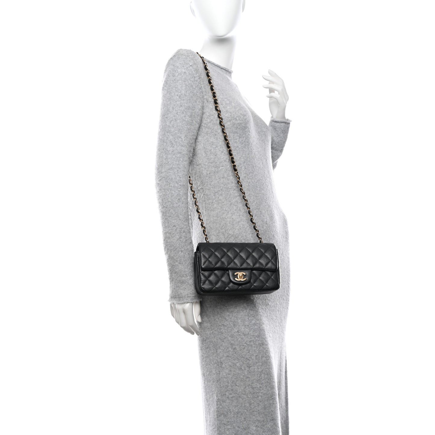 Caviar Quilted Mini Rectangular Flap Black