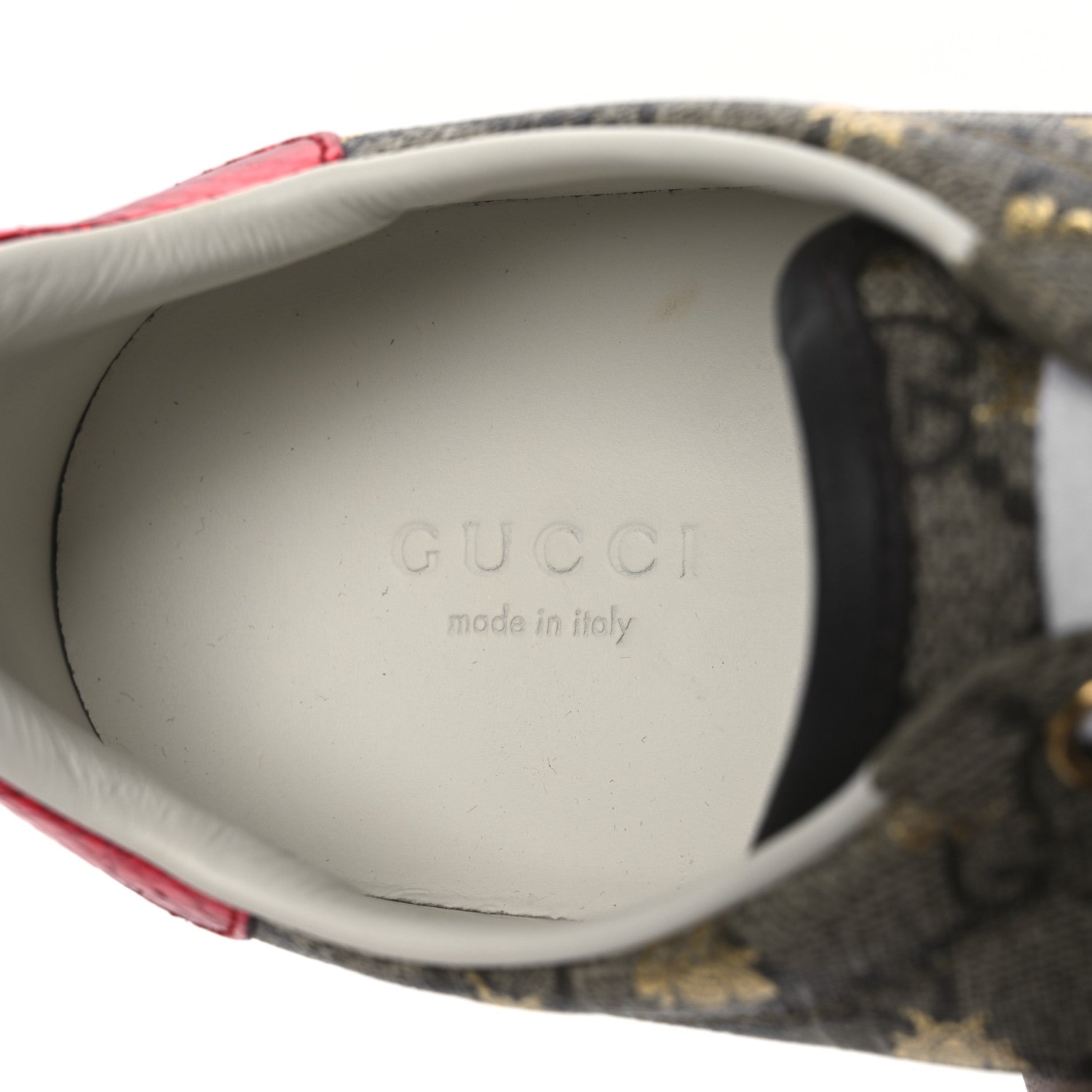 Gucci GG Supreme Monogram Bees Ayers Web Womens Ace Sneakers 38.5 Beige Oro Green Red 9 of 13
