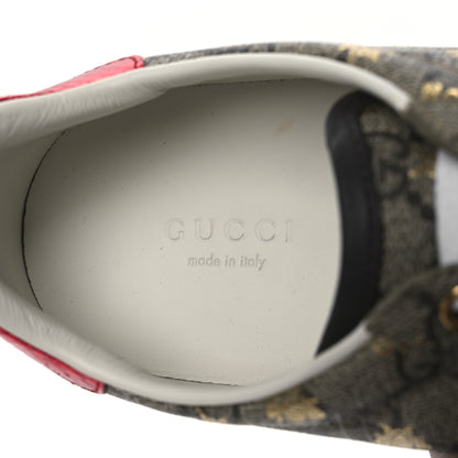 Gucci GG Supreme Monogram Bees Ayers Web Womens Ace Sneakers 38.5 Beige Oro Green Red 9 of 13