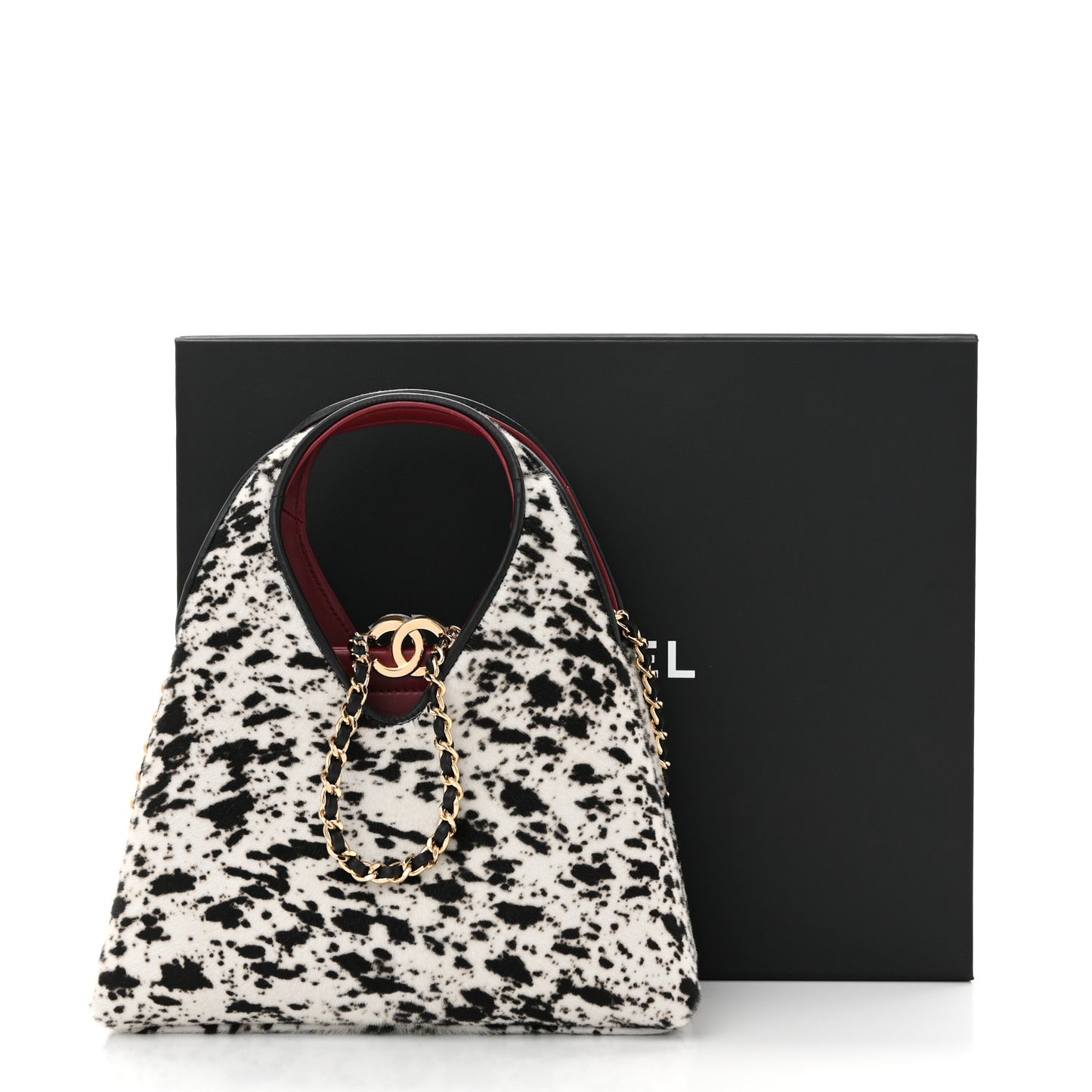 Pony Hair Printed Chic Lady Small Shopping Tote White Black