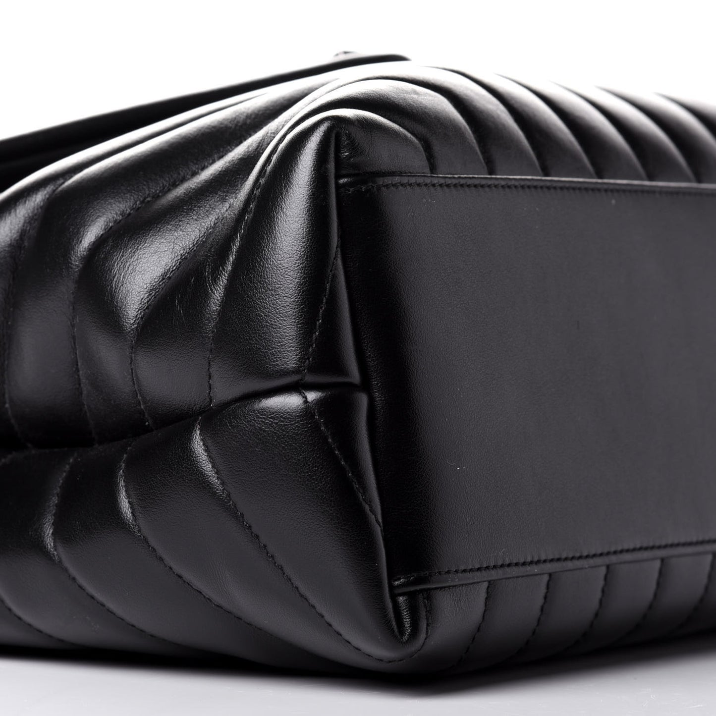 Calfskin Y Quilted Monogram Medium Loulou Chain Satchel Black