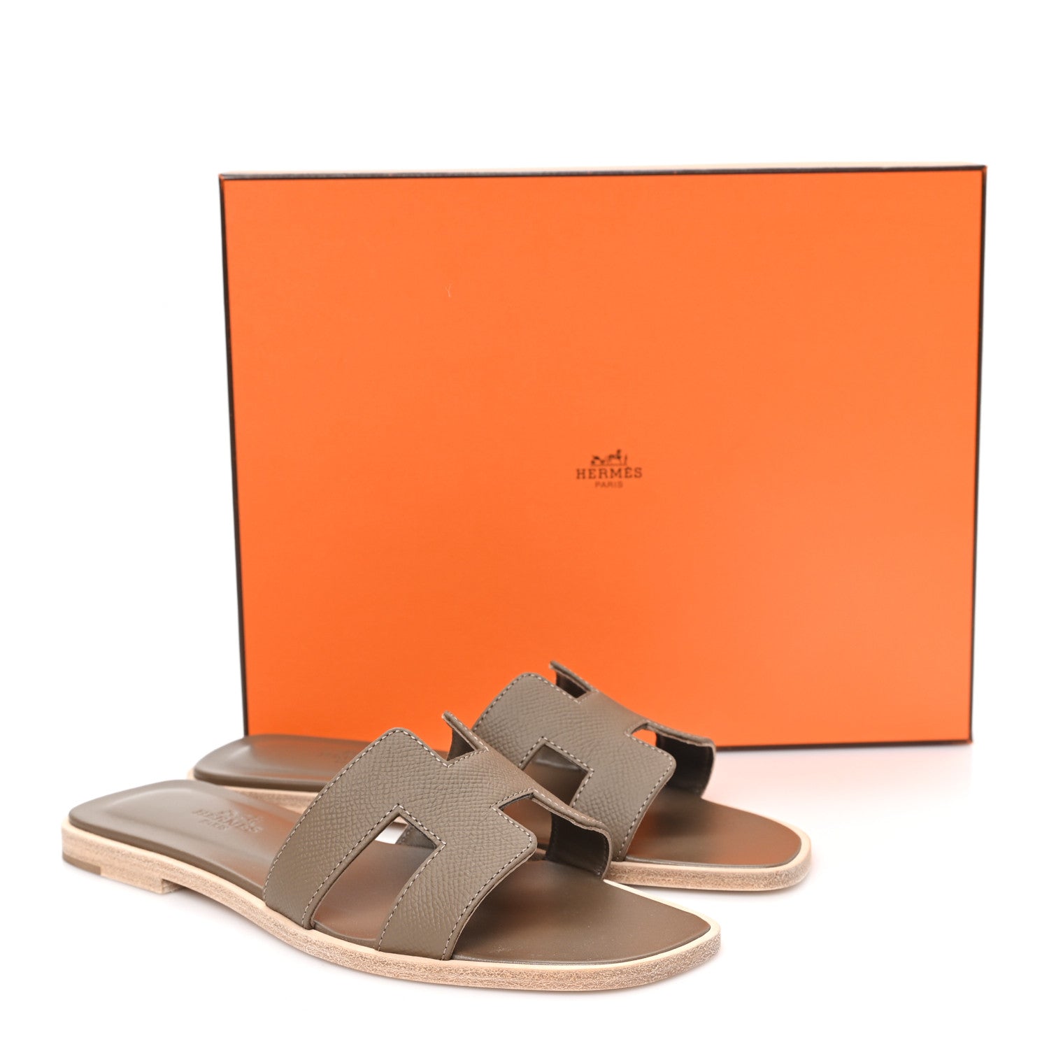 Hermes Epsom Oran Sandals 36 Etoupe 10 of 10