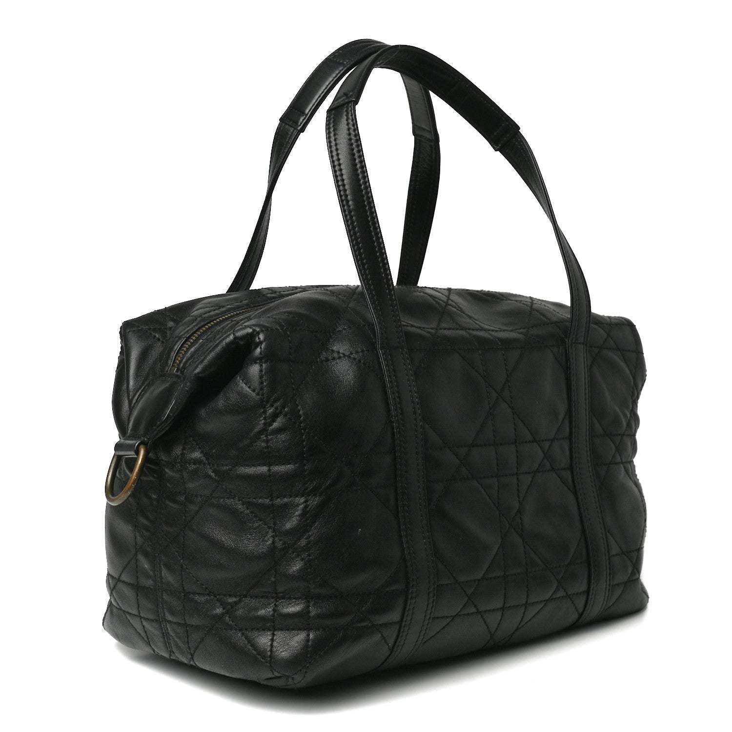 Christian Dior Lambskin Cannage Satchel Black 3 of 9