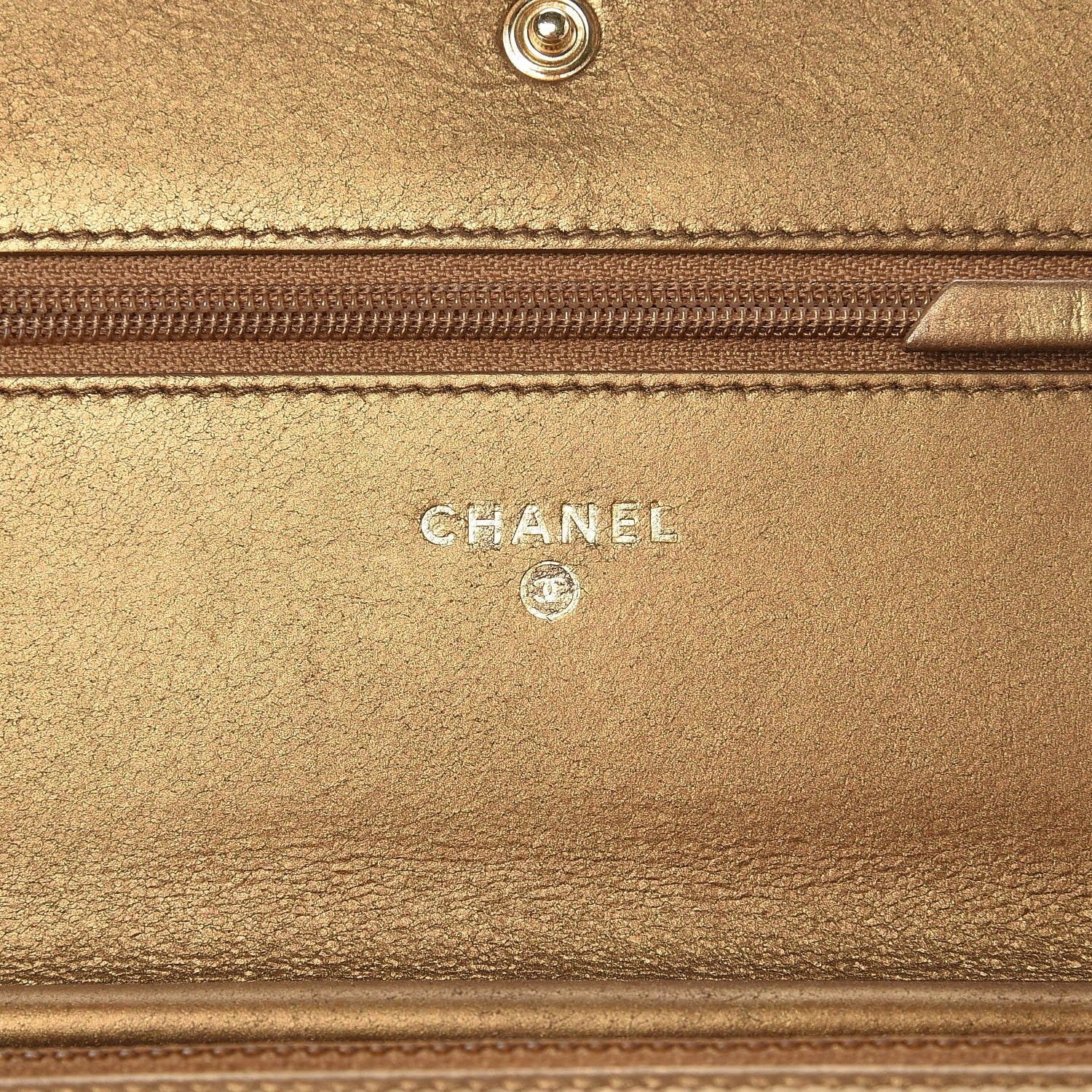 Chanel Metallic Lambskin Timeless Wallet on Chain WOC Gold 5 of 9