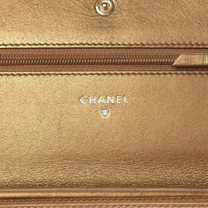 Chanel Metallic Lambskin Timeless Wallet on Chain WOC Gold 5 of 9