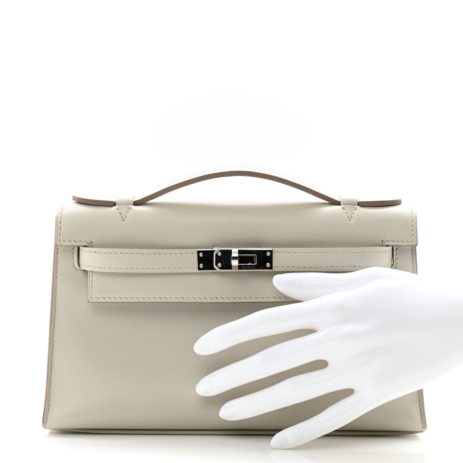 Hermes Evercalf Kelly Pochette Clutch Gris Perle 2 of 11