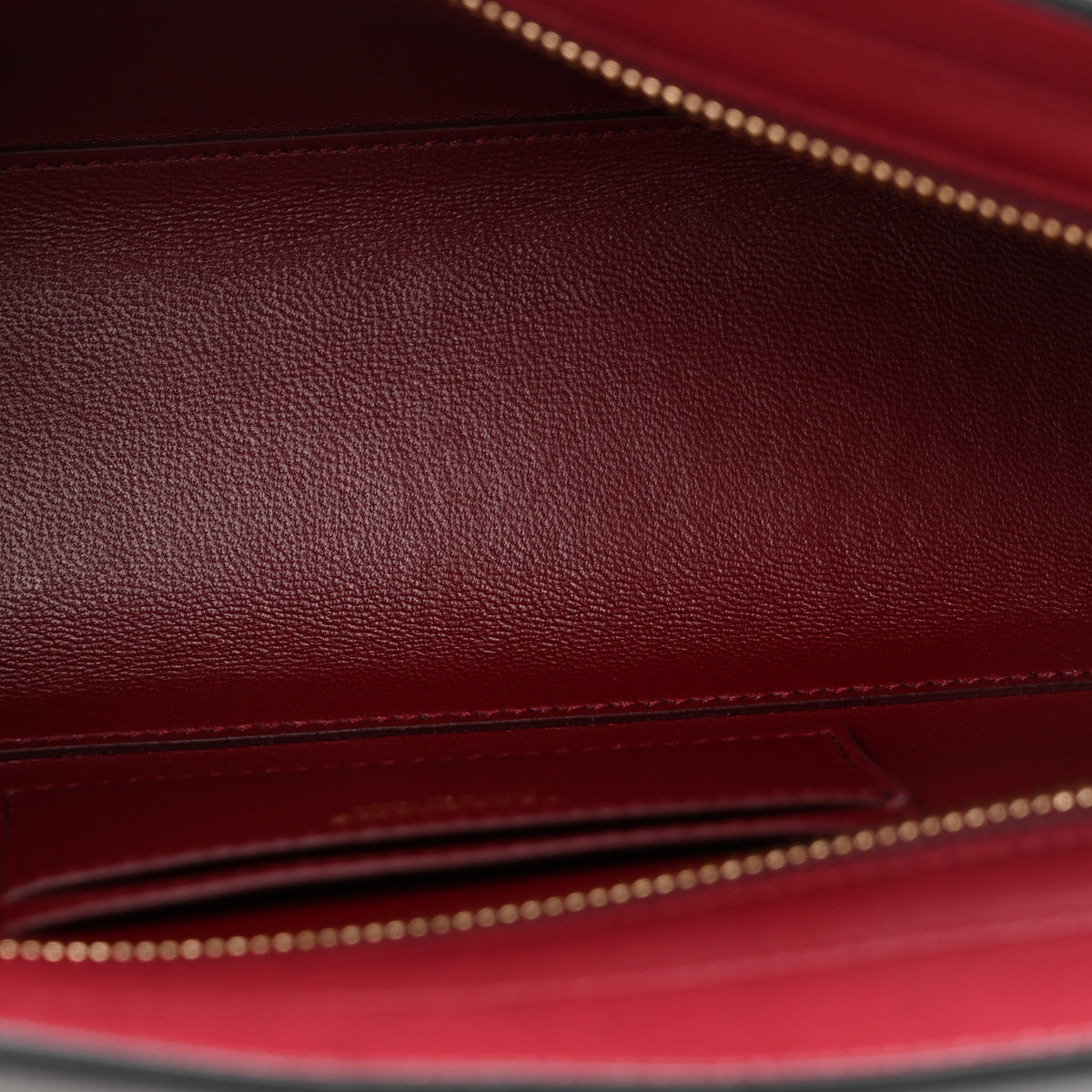 Calfskin Hug East West Shoulder Bag Black Burgundy