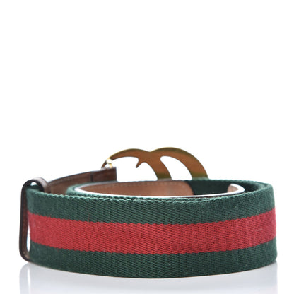 Gucci Nylon Calfskin Double G Web 40mm Belt 85 34 Green Red Cuir 3 of 7