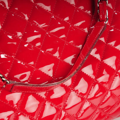 Chanel Patent Quilted Large Just Mademoiselle Bowling Bag Red 8 of 10