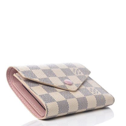 Louis Vuitton Damier Azur Victorine Wallet Rose Ballerine 3 of 5