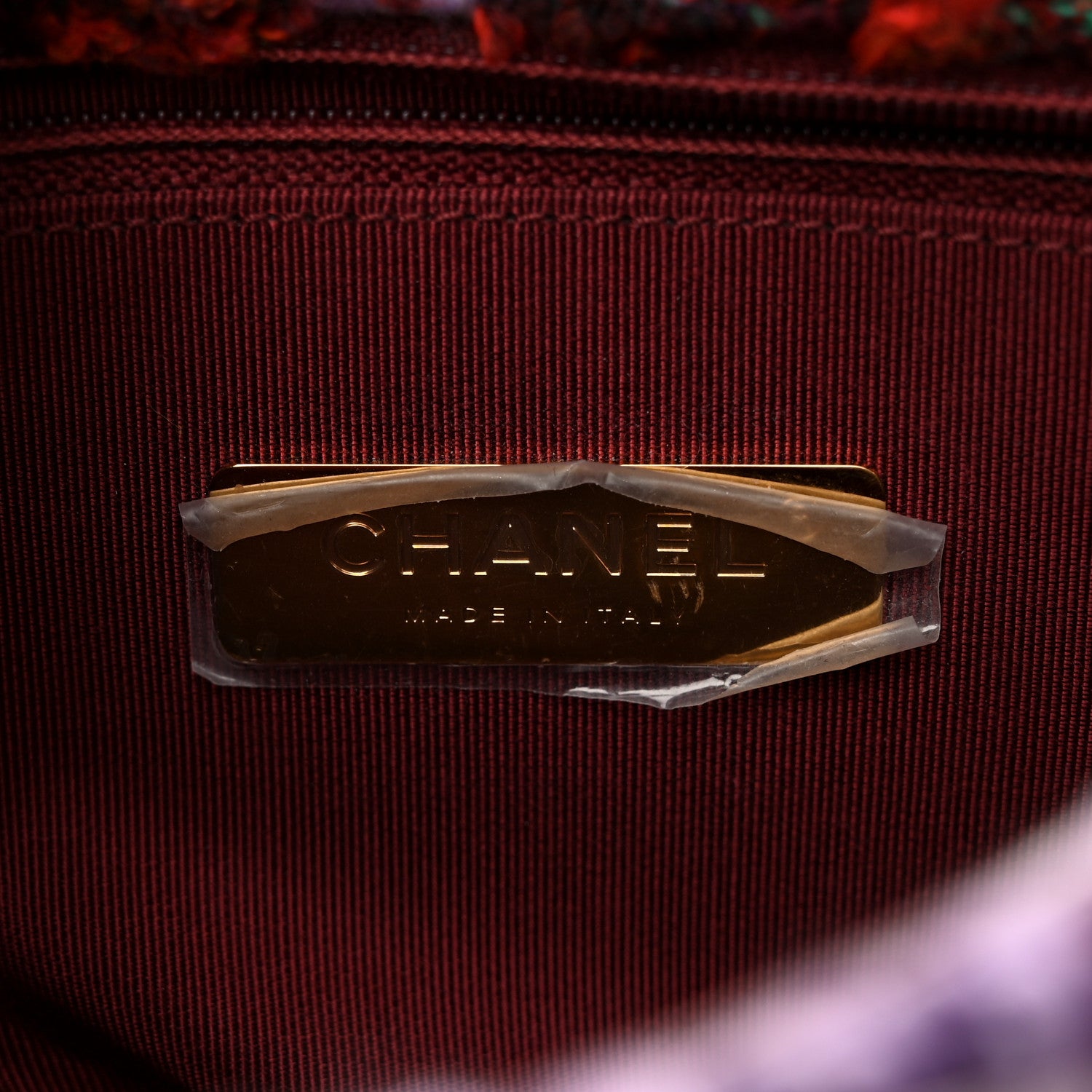 Chanel Tweed Quilted Medium Chanel 19 Flap Red Purple Green 6 of 10