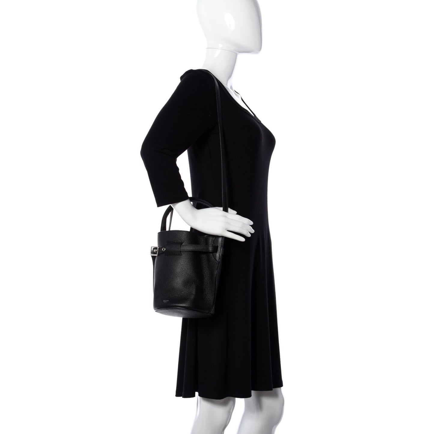 Supple Grained Calfskin Nano Big Bag Bucket Black
