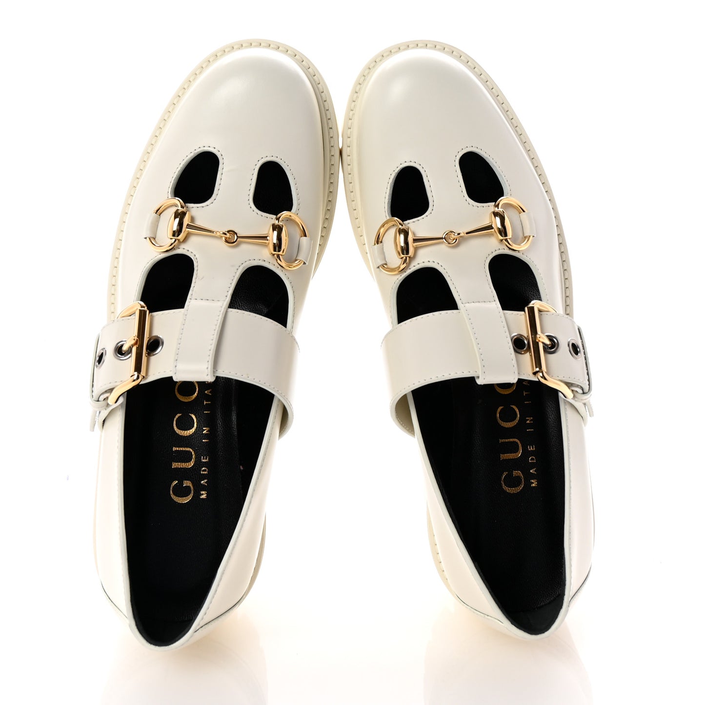 Cordovan Lux Womens Horsebit Platform Mary Jane Loafers 37.5 Off White