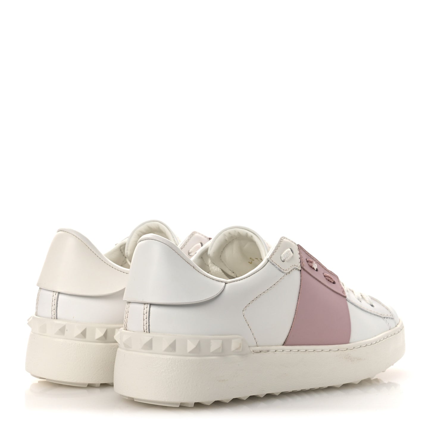Calfskin Rockstud Open Sneakers 36 White Lipstick