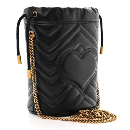 Gucci Calfskin Matelasse Mini GG Marmont 2.0 Bucket Bag Black 3 of 11