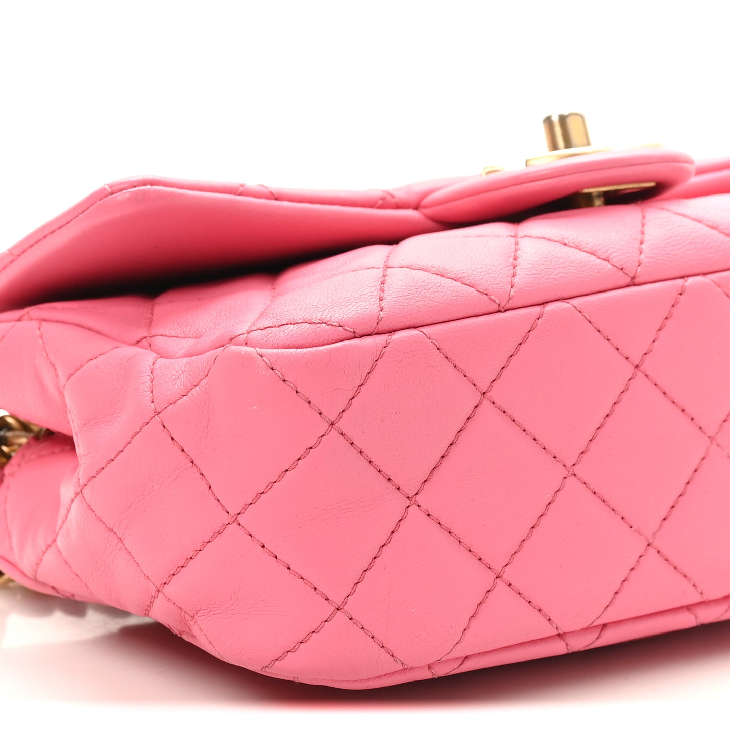 Lambskin Resin Quilted Mini Rectangular Pearl Samba Flap Pink