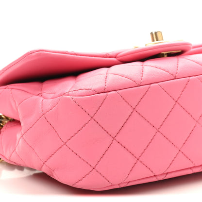 Chanel Lambskin Resin Quilted Mini Rectangular Pearl Samba Flap Pink 9 of 11