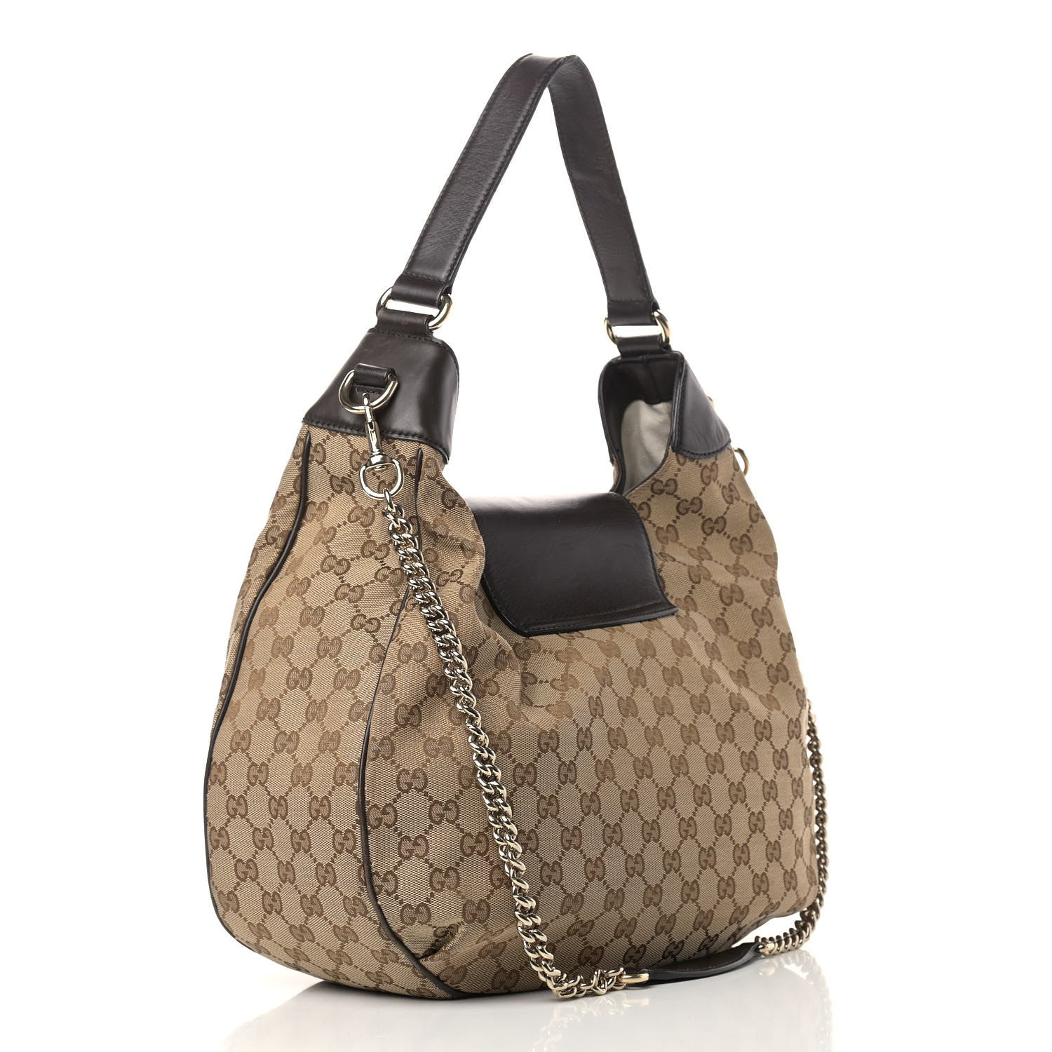 Gucci Monogram Margaux Calfskin Medium Emily Hobo Beige Ebony Cocoa 3 of 16