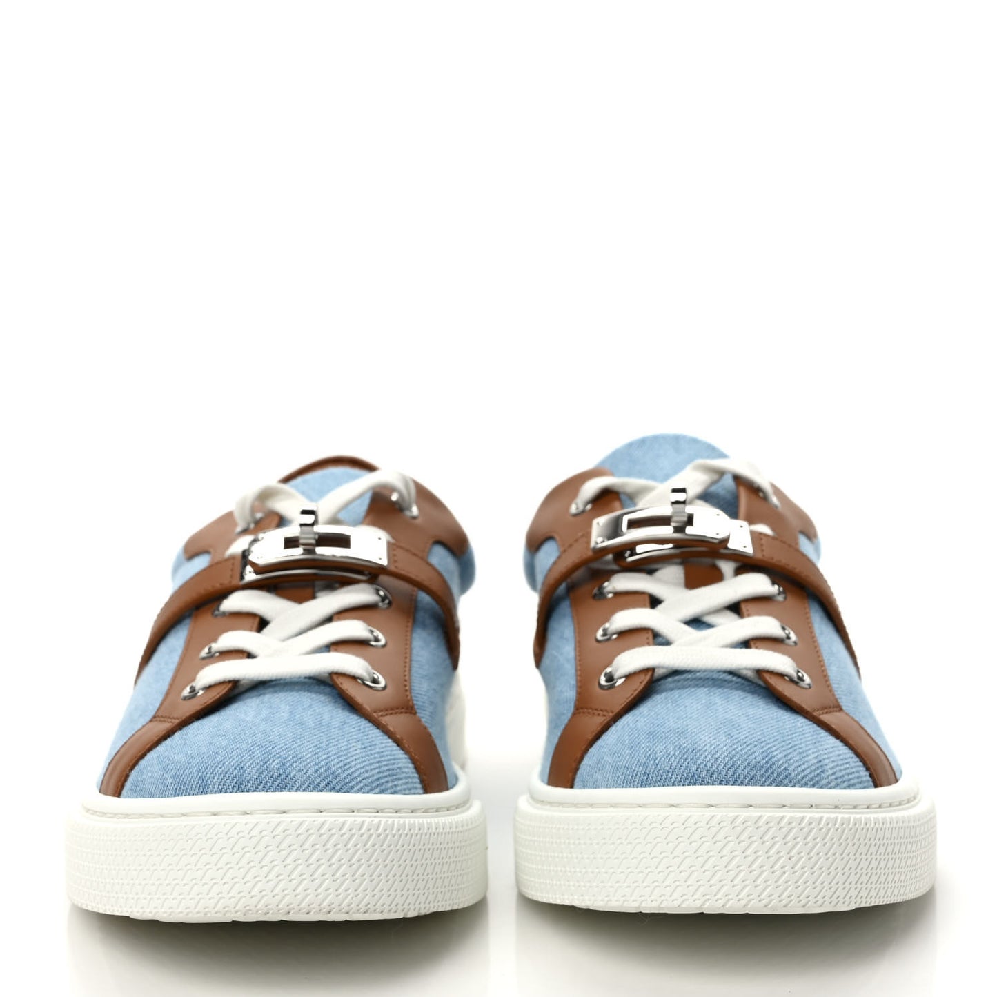 Denim Calfskin Day Sneakers 40 Blue Clair Gold