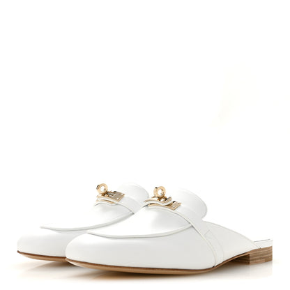 Hermes Calfskin Oz Mules 38 White 4 of 10