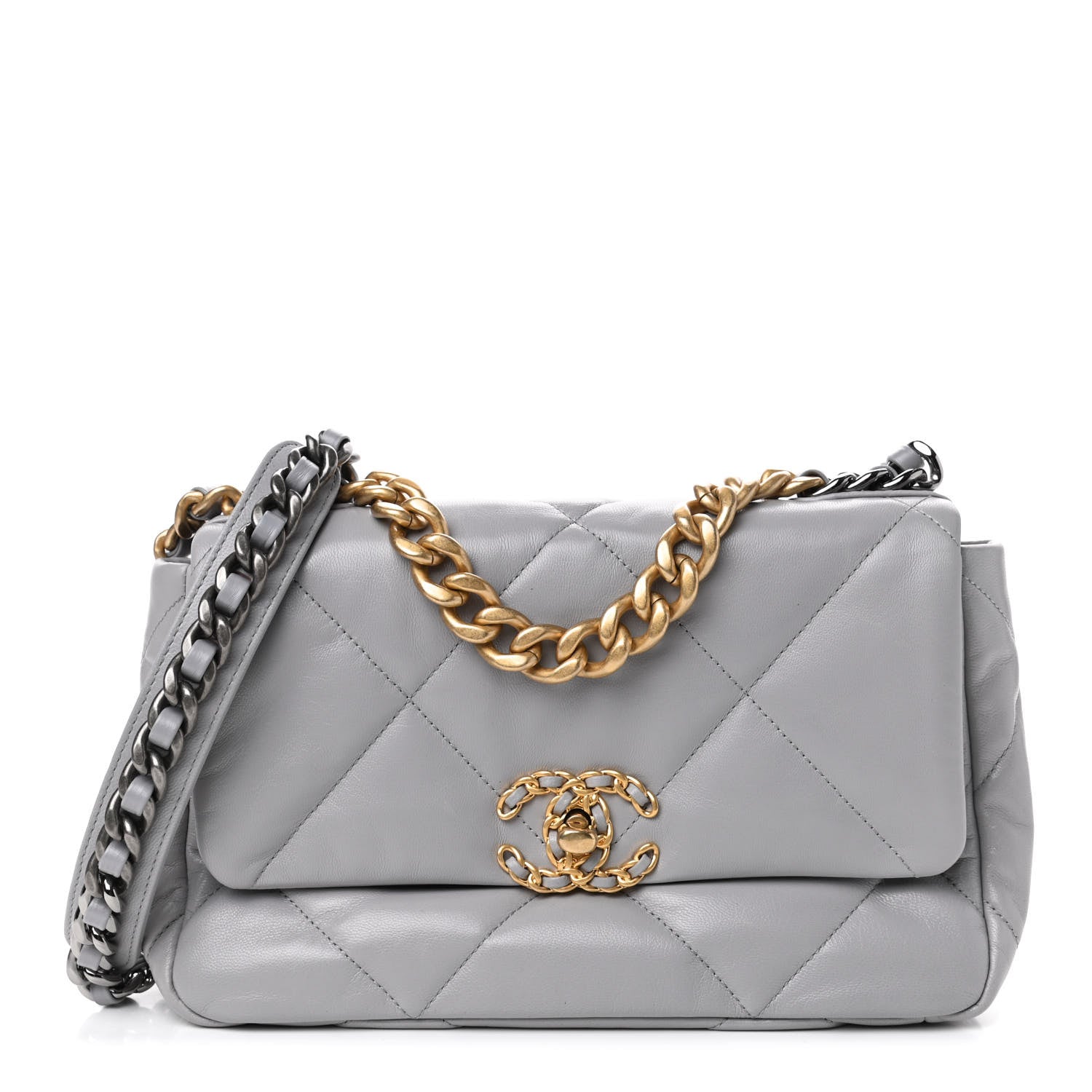 Chanel Goatskin Quilted Medium Chanel 19 Flap Grey 1 of 4