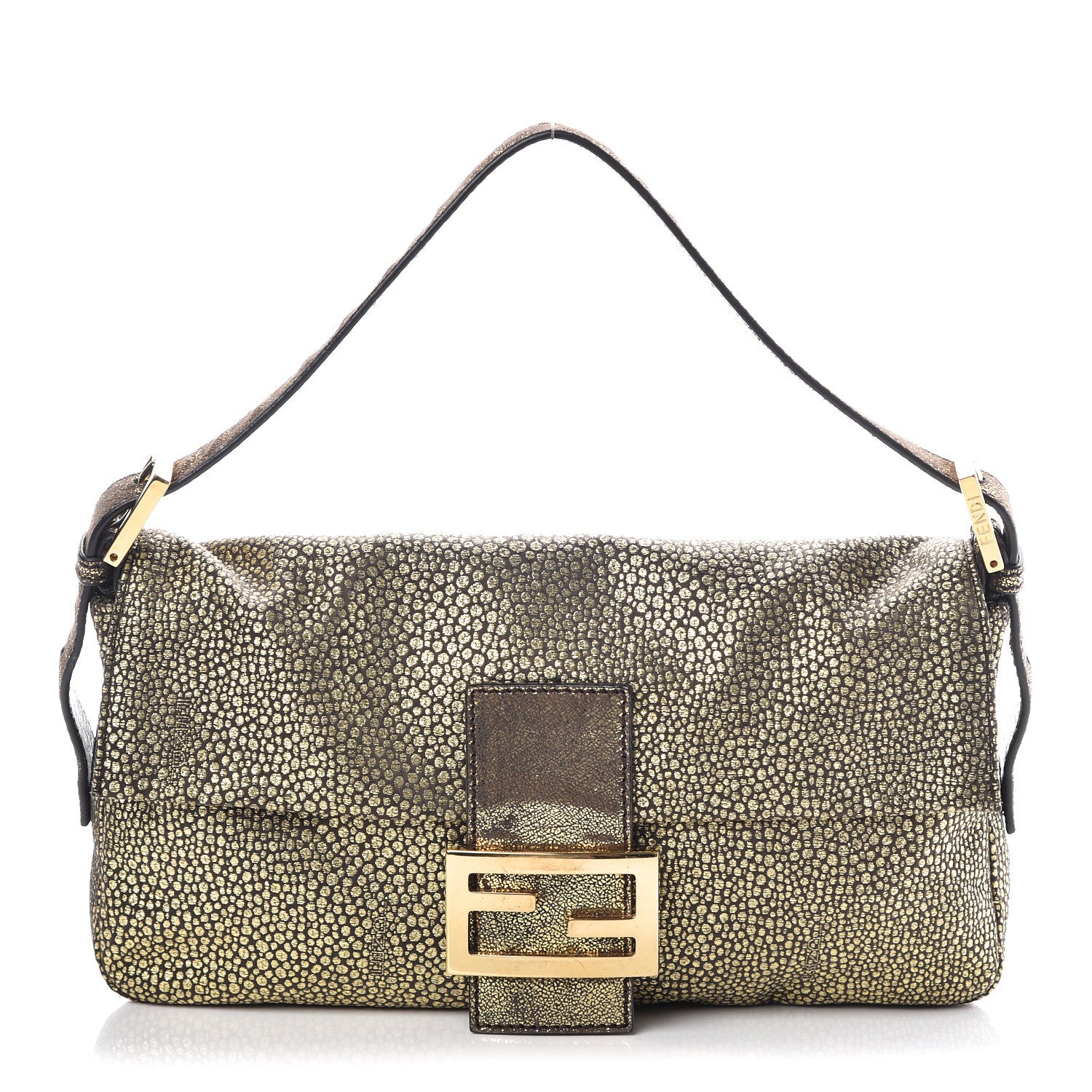 Fendi Metallic Canvas Baguette Gold 1 of 10