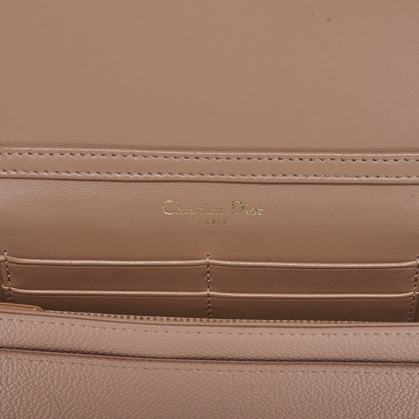 Grained Calfskin Diorama Wallet on Chain Pouch Nude