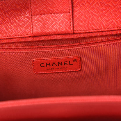 Chanel Caviar Quilted In Out Flap Shopping Tote Red 8 of 11