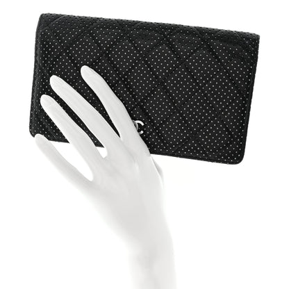 Chanel Lambskin Perforated Yen Wallet Black 2 of 14