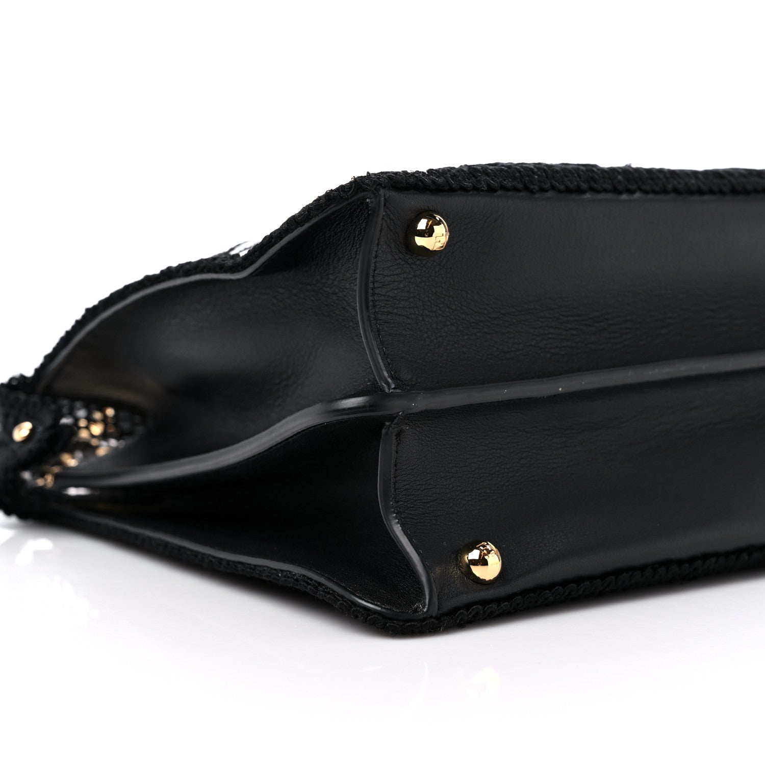 Fendi Calfskin Lace Medium Peekaboo I SEE U Satchel Black Multicolor Light Rose 9 of 10