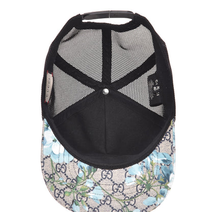 Gucci GG Supreme Monogram Blooms Baseball Hat XL Beige Blue Navy 6 of 9