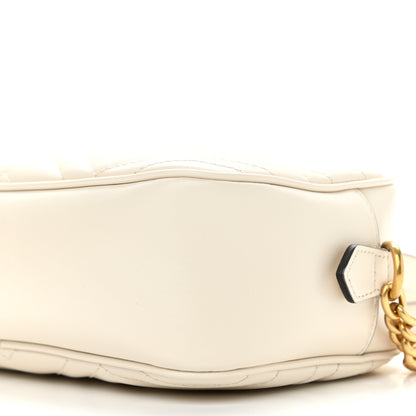 Gucci Calfskin Matelasse Small GG Marmont Chain Shoulder Bag White 10 of 11