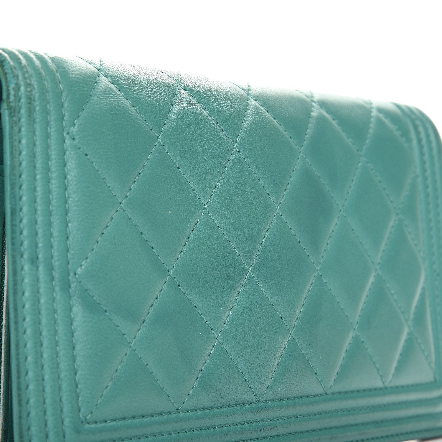 Chanel Lambskin Quilted Boy Yen Wallet Green 10 of 13