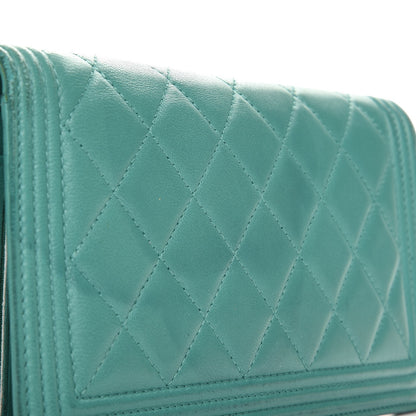 Chanel Lambskin Quilted Boy Yen Wallet Green 10 of 13