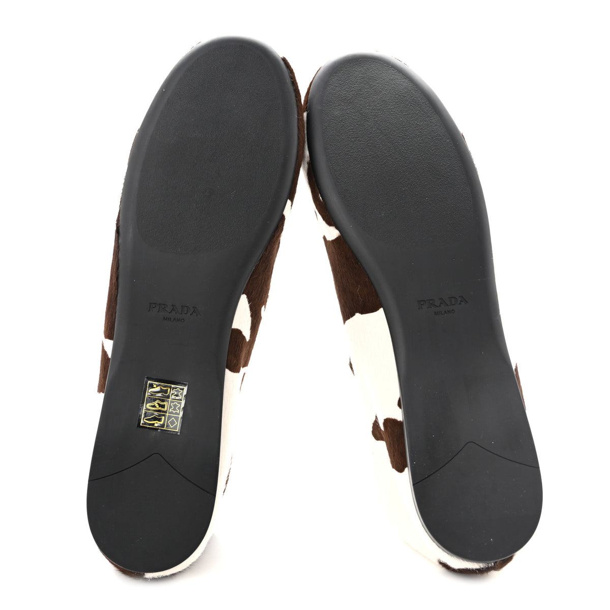 Calf Hair Cow Print Ballerina Flats 41 White Moro