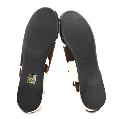 Prada Calf Hair Cow Print Ballerina Flats 41 White Moro 6 of 10