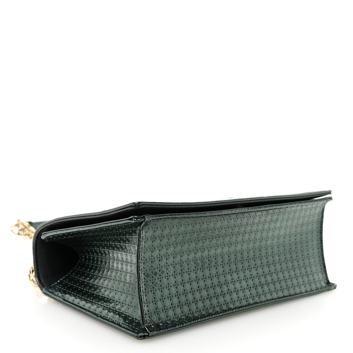 Metallic Patent Micro-Cannage Medium Diorama Flap Bag Malachite Green
