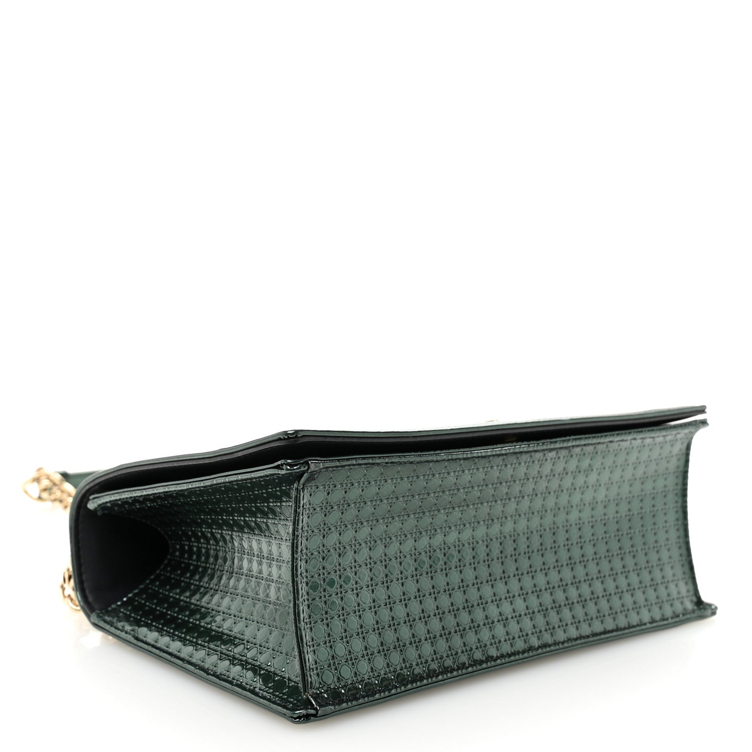 Christian Dior Metallic Patent Micro-Cannage Medium Diorama Flap Bag Malachite Green 4 of 11