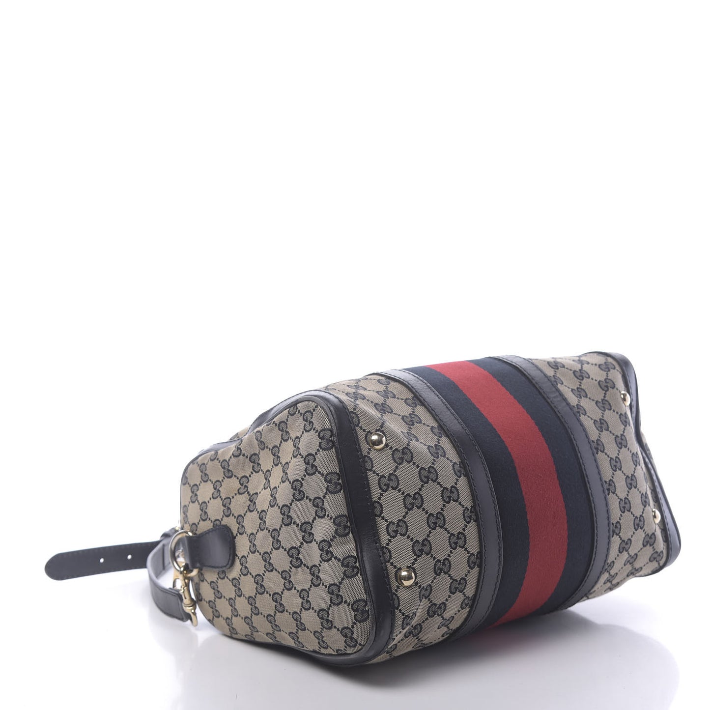 Monogram Selleria Calfskin Vintage Web Medium Boston Beige Blue