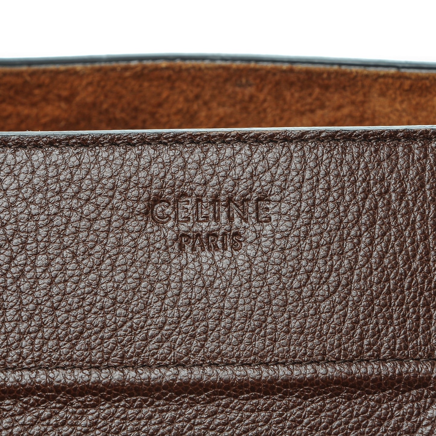 Shiny Grained Calfskin Medium Phantom Luggage Brown