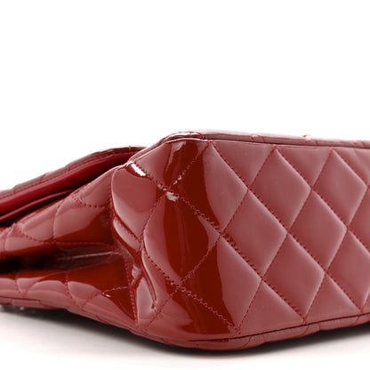Chanel Patent Quilted Jumbo Double Flap Dark Red 9 of 14