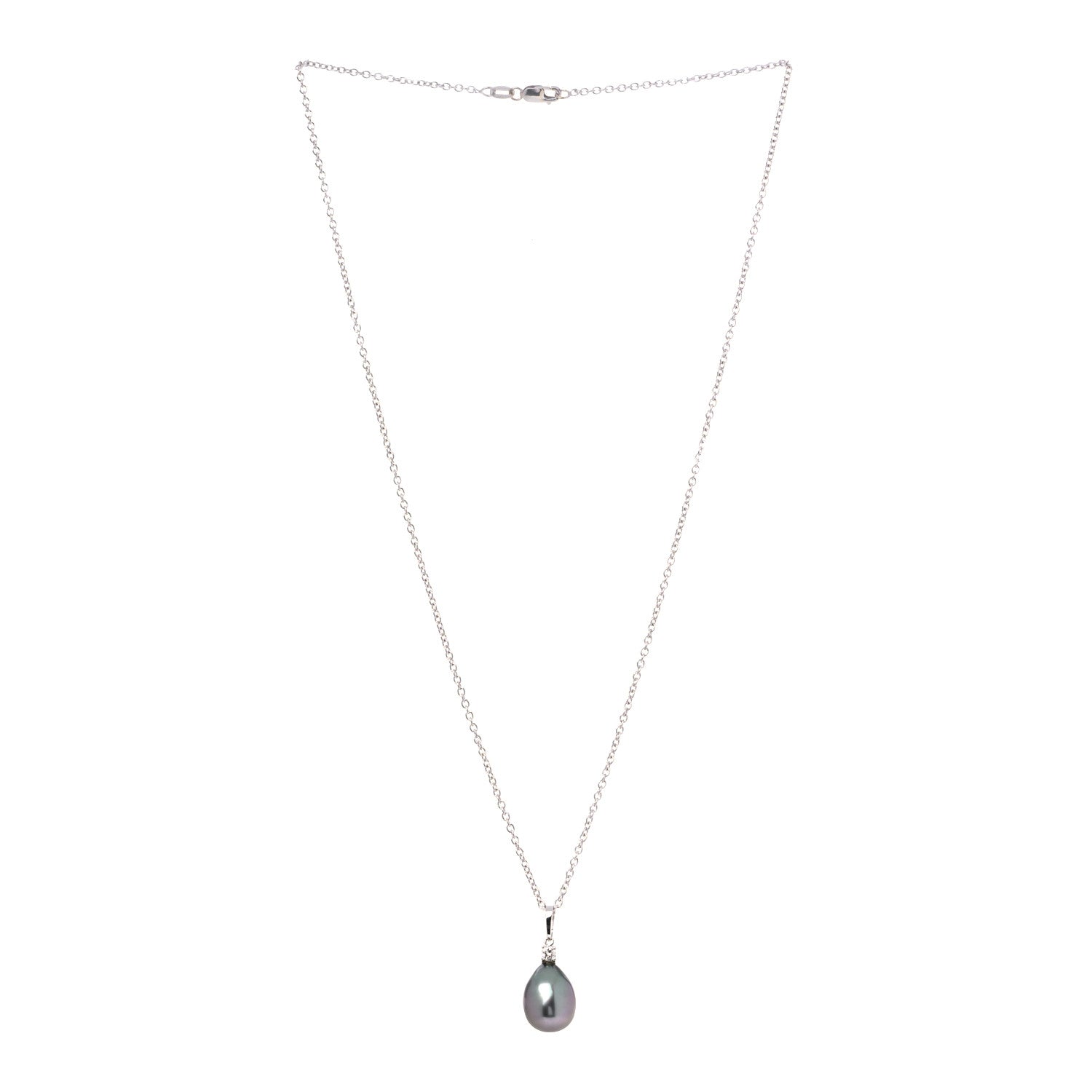 Mikimoto 18K White Gold Diamond Black South Sea Pearl 10.5mm Pendant Necklace 2 of 6