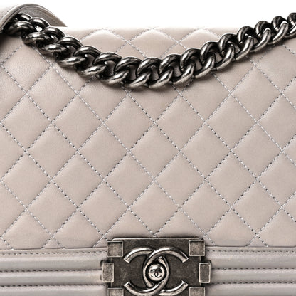 Chanel Lambskin Quilted Medium Boy Flap Grey 8 of 11
